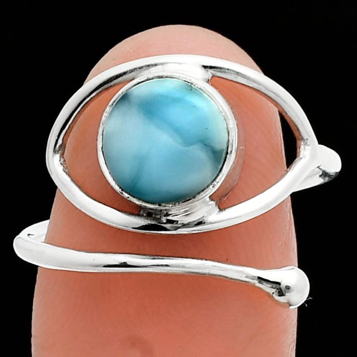 Adjustable Eye - Larimar (Dominican Republic) Ring size-8 SDR244892 R-1254, 8x8 mm