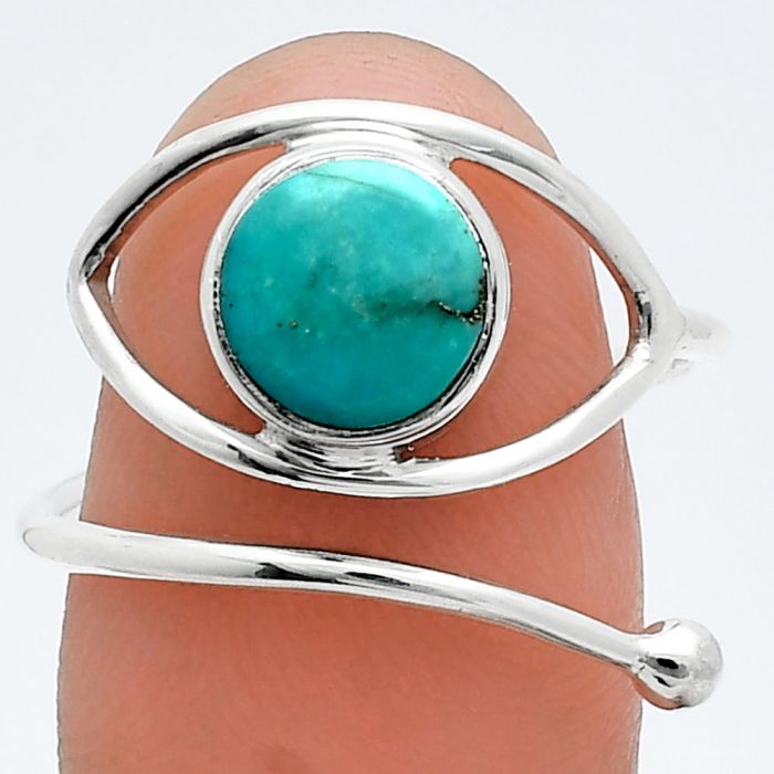 Adjustable Eye - Natural Rare Turquoise Nevada Aztec Mt Ring size-9 SDR244893 R-1254, 8x8 mm