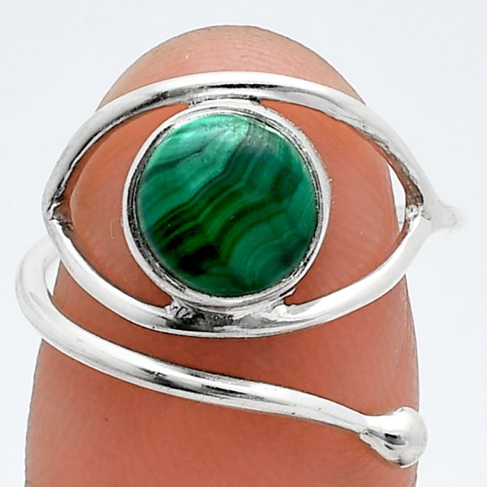 Adjustable Eye - Malachite Eye Ring size-7 SDR244894 R-1254, 8x8 mm