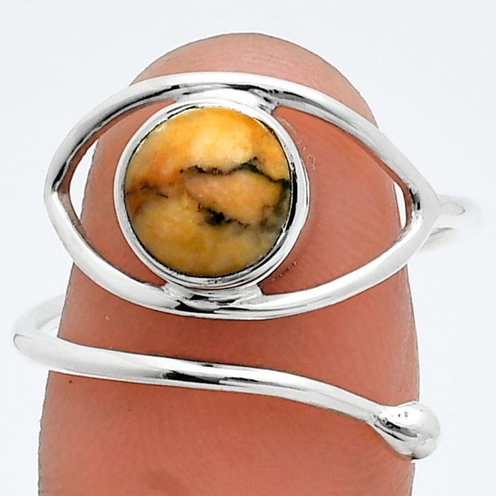 Adjustable Eye - Honey Dendritic Opal Ring size-9 SDR244895 R-1254, 8x8 mm