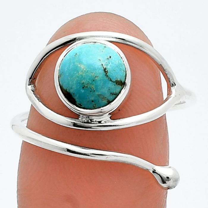 Adjustable Eye - Natural Rare Turquoise Nevada Aztec Mt Ring size-8.5 SDR244896 R-1254, 8x8 mm