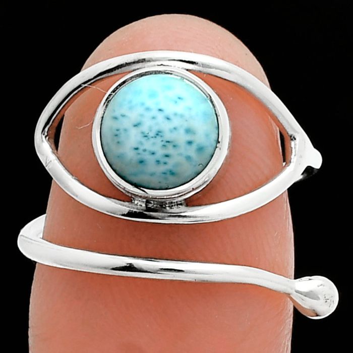 Adjustable Eye - Larimar (Dominican Republic) Ring size-7 SDR244900 R-1254, 8x8 mm