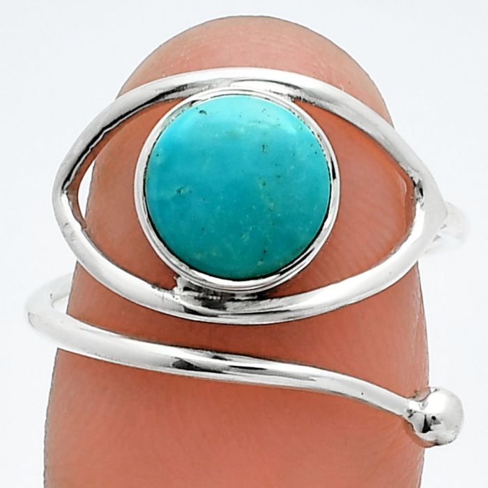 Adjustable Eye - Natural Rare Turquoise Nevada Aztec Mt Ring size-7.5 SDR244903 R-1254, 8x8 mm