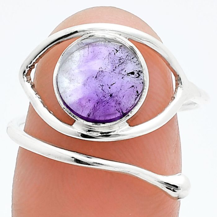 Adjustable Eye - Amethyst Cab Ring size-8 SDR244906 R-1254, 8x8 mm