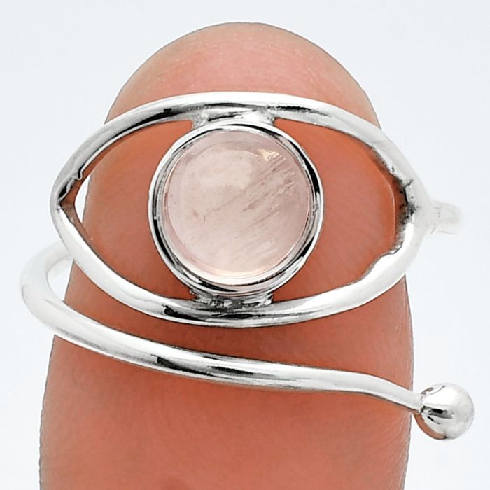 Adjustable Eye - Rose Quartz Ring size-8 SDR244907 R-1254, 8x8 mm