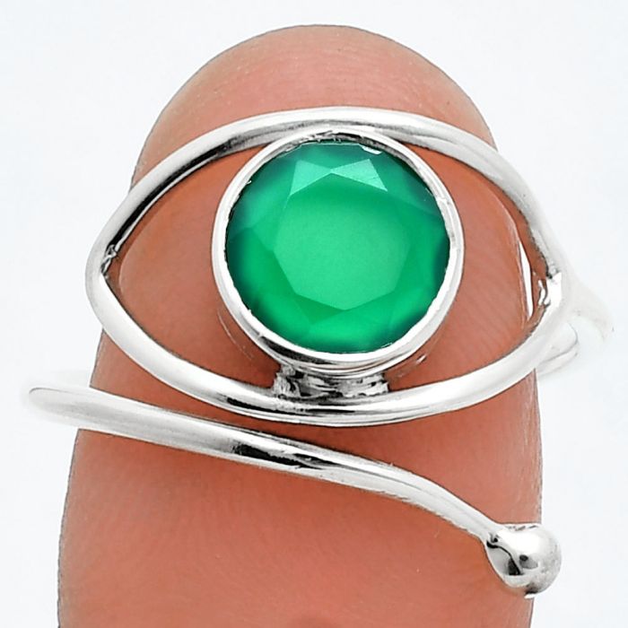 Adjustable Eye - Green Onyx Ring size-9 SDR244908 R-1254, 8x8 mm