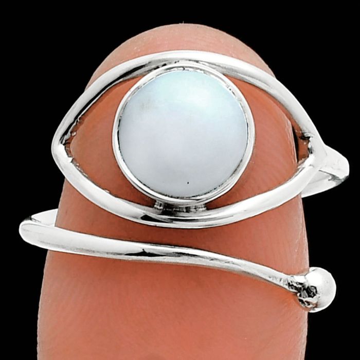 Adjustable Eye - White Opal Ring size-8 SDR244910 R-1254, 8x8 mm