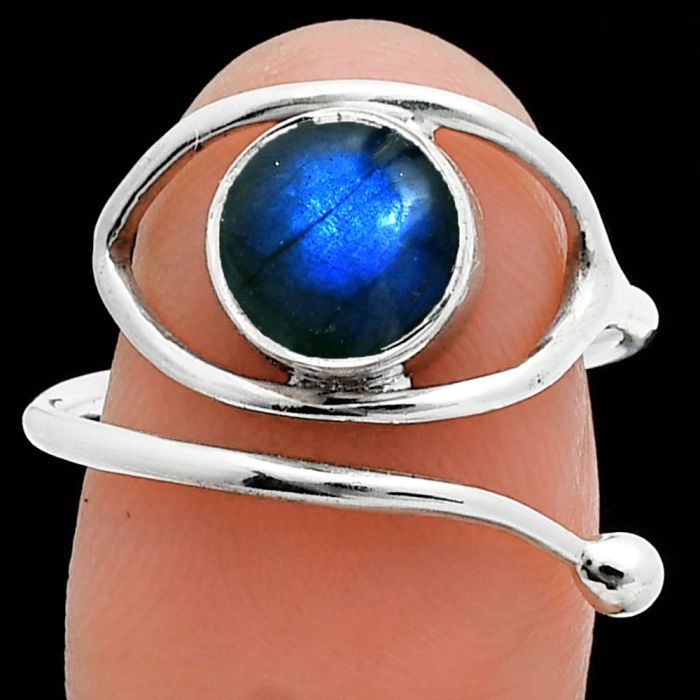 Adjustable Eye - Blue Fire Labradorite Ring size-8 SDR244915 R-1254, 8x8 mm