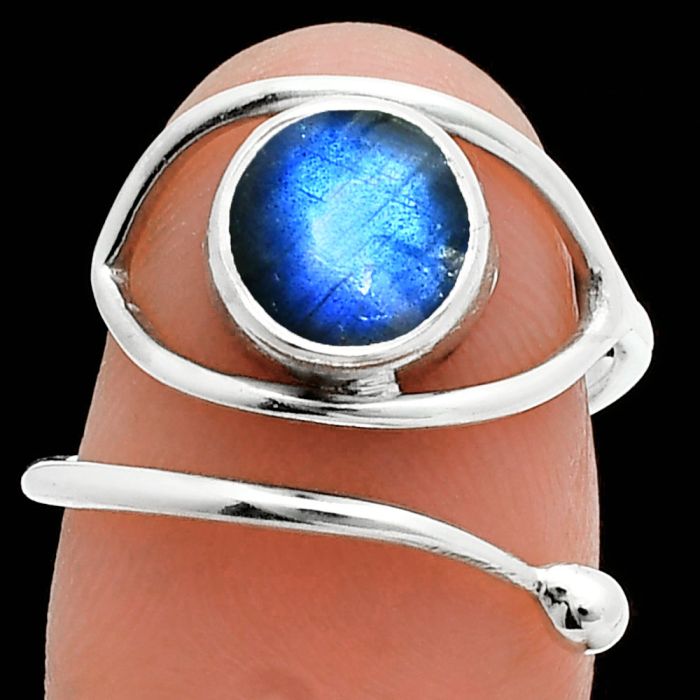 Adjustable Eye - Blue Fire Labradorite Ring size-9 SDR244916 R-1254, 8x8 mm