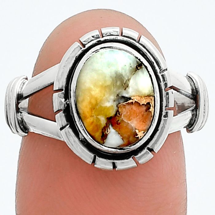 Spiny Oyster Turquoise Ring size-8 SDR244918 R-1533, 8x10 mm