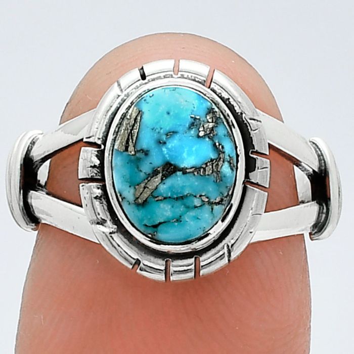 Kingman Turquoise With Pyrite Ring size-6 SDR244923 R-1533, 7x9 mm