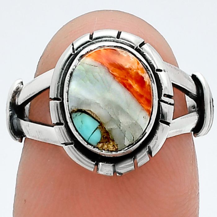 Spiny Oyster Turquoise Ring size-6 SDR244925 R-1533, 8x10 mm