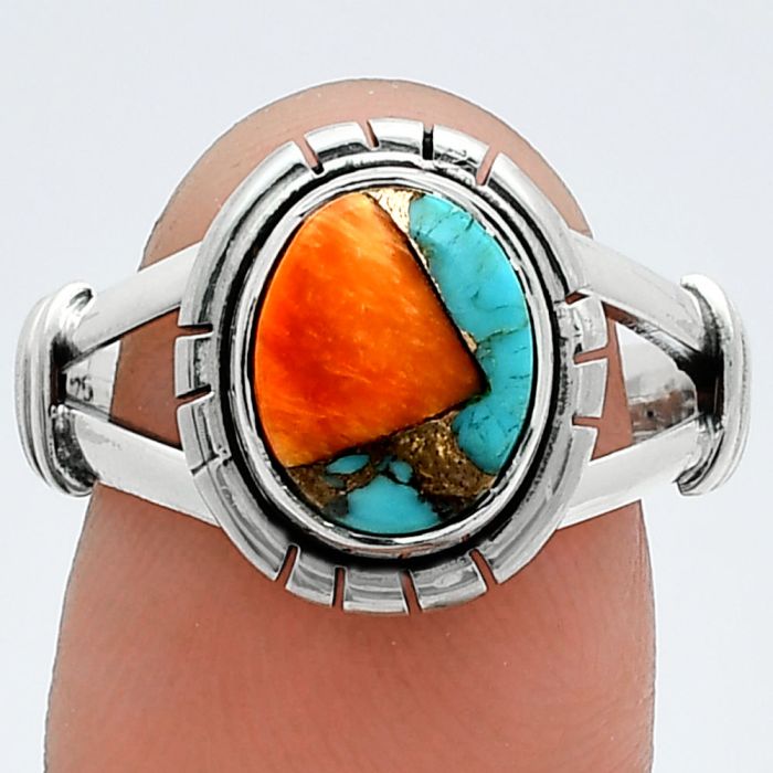 Spiny Oyster Turquoise Ring size-8 SDR244927 R-1533, 8x10 mm