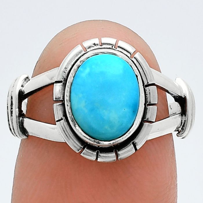 Natural Rare Turquoise Nevada Aztec Mt Ring size-7 SDR244937 R-1533, 7x9 mm