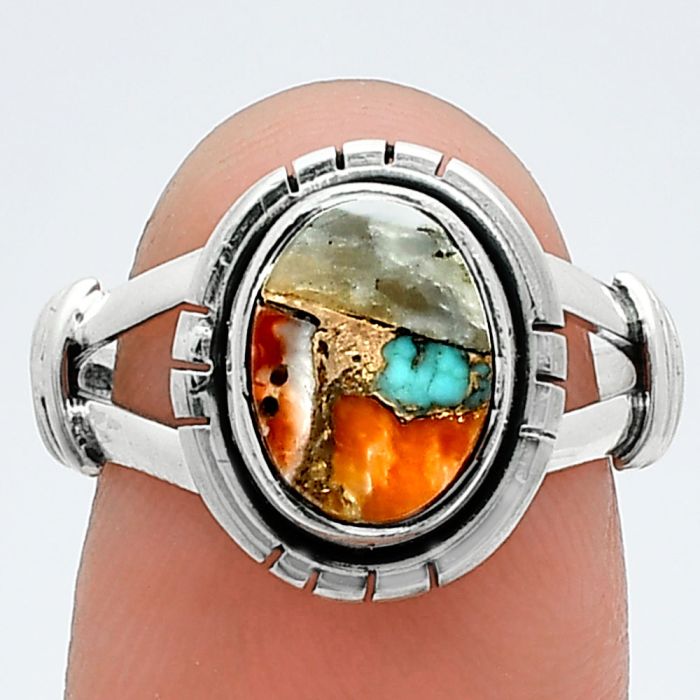 Spiny Oyster Turquoise Ring size-7 SDR244940 R-1533, 8x10 mm