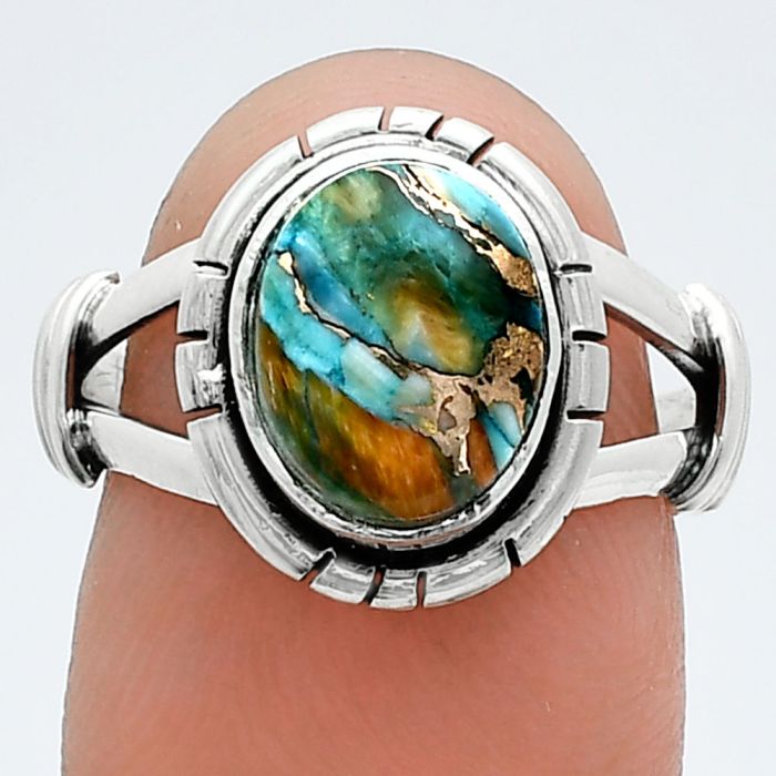 Spiny Oyster Turquoise Ring size-7.5 SDR244941 R-1533, 8x10 mm