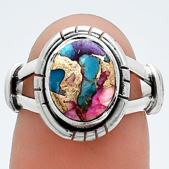 Kingman Pink Dahlia Turquoise Ring size-7 SDR244942 R-1533, 8x10 mm