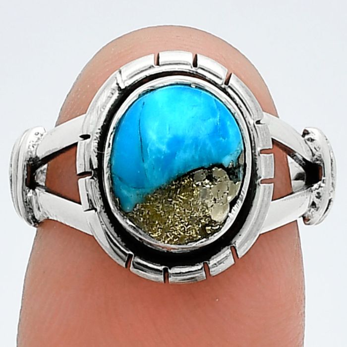 Kingman Turquoise With Pyrite Ring size-6 SDR244954 R-1533, 8x10 mm