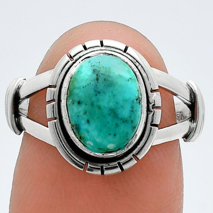 Natural Rare Turquoise Nevada Aztec Mt Ring size-7.5 SDR244958 R-1533, 8x10 mm