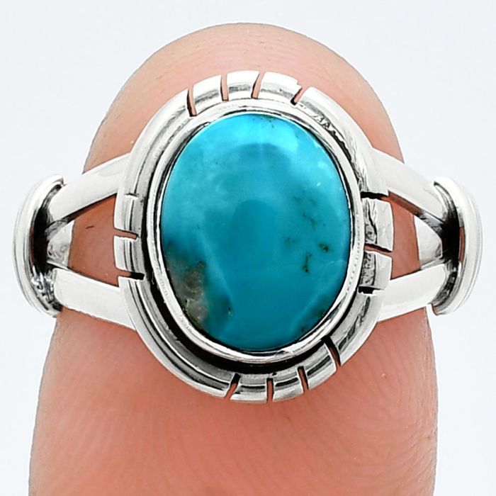 Natural Rare Turquoise Nevada Aztec Mt Ring size-7 SDR244967 R-1533, 8x10 mm