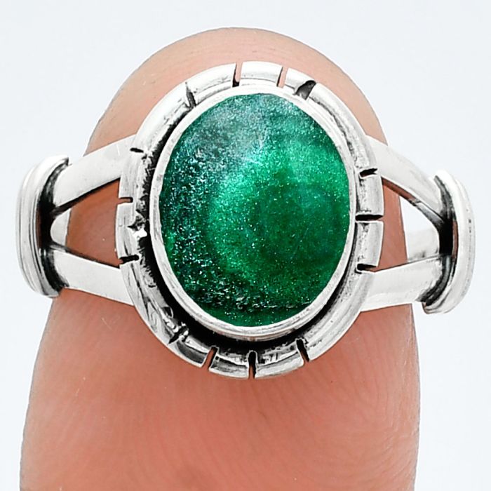 Malachite Eye Ring size-7.5 SDR244969 R-1533, 8x10 mm