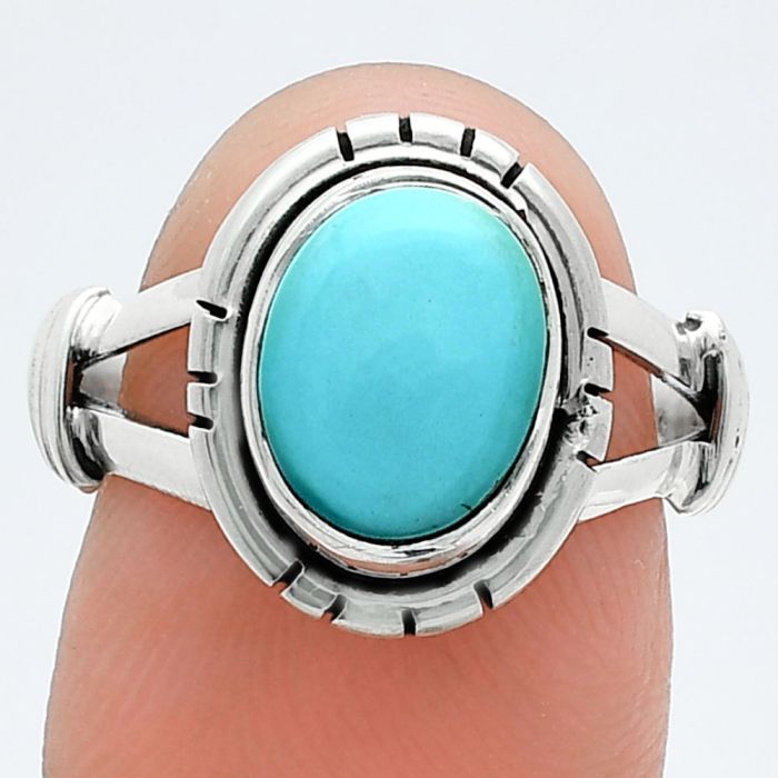 Natural Rare Turquoise Nevada Aztec Mt Ring size-7.5 SDR244973 R-1533, 8x10 mm