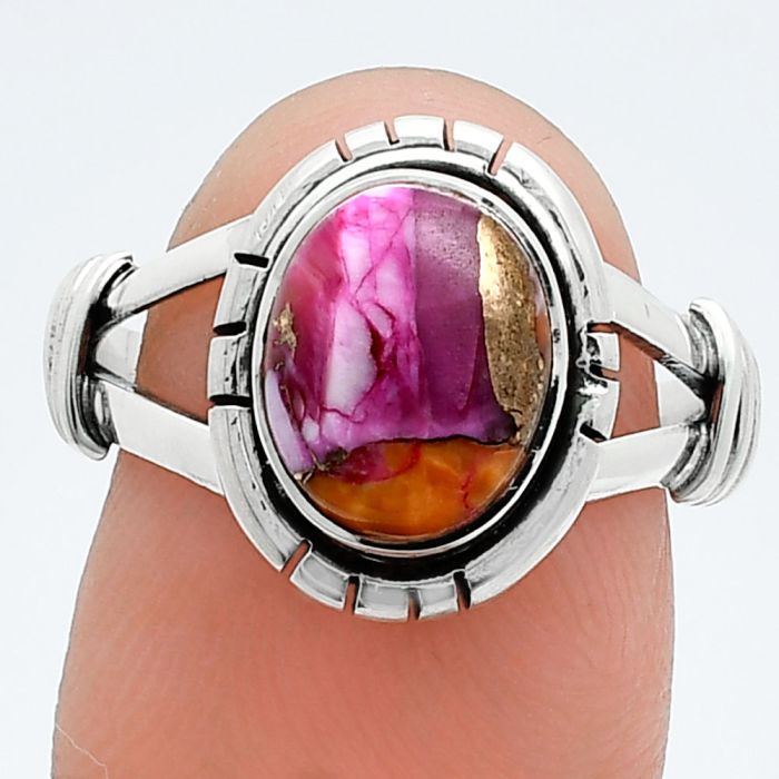 Kingman Orange Dahlia Turquoise Ring size-8 SDR244976 R-1533, 8x10 mm