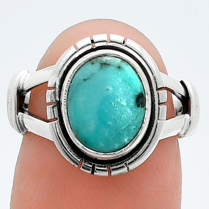 Natural Rare Turquoise Nevada Aztec Mt Ring size-6 SDR244977 R-1533, 8x10 mm