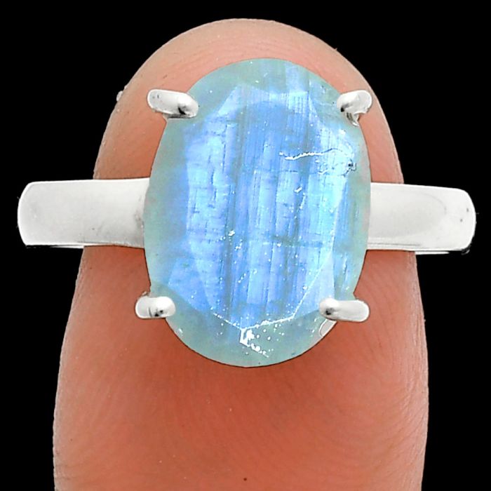 Faceted Rainbow Moonstone Ring size-10 SDR245015 R-1019, 10x14 mm