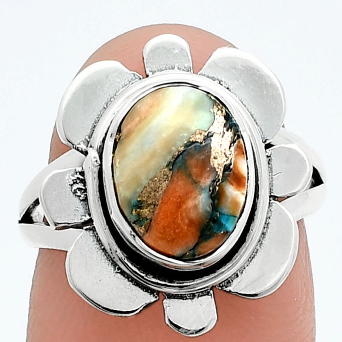 Spiny Oyster Turquoise Ring size-6.5 SDR245051 R-1342, 8x10 mm