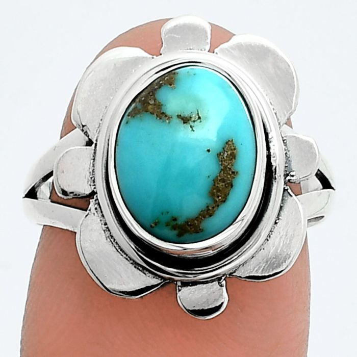 Natural Rare Turquoise Nevada Aztec Mt Ring size-7 SDR245055 R-1342, 8x11 mm