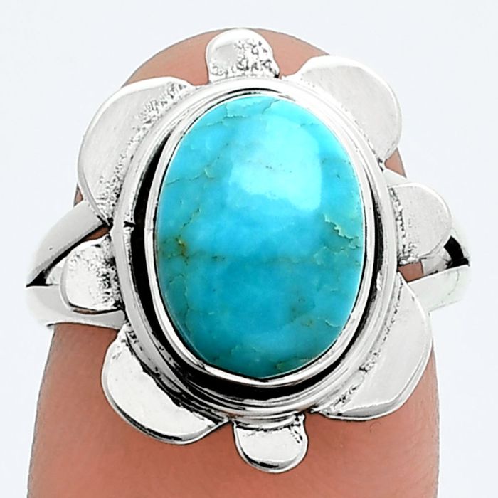 Natural Rare Turquoise Nevada Aztec Mt Ring size-7 SDR245056 R-1342, 9x12 mm