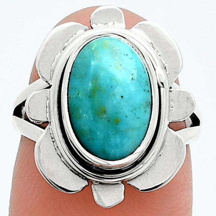 Natural Rare Turquoise Nevada Aztec Mt Ring size-6 SDR245061 R-1342, 8x12 mm