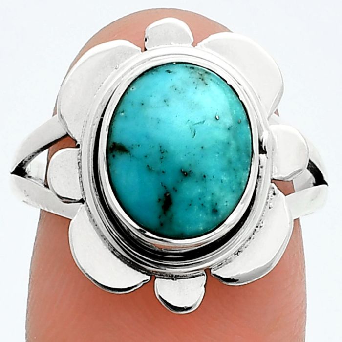 Natural Rare Turquoise Nevada Aztec Mt Ring size-8 SDR245073 R-1342, 9x11 mm