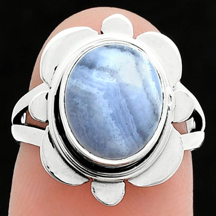 Blue Lace Agate Ring size-5.5 SDR245085 R-1342, 9x11 mm