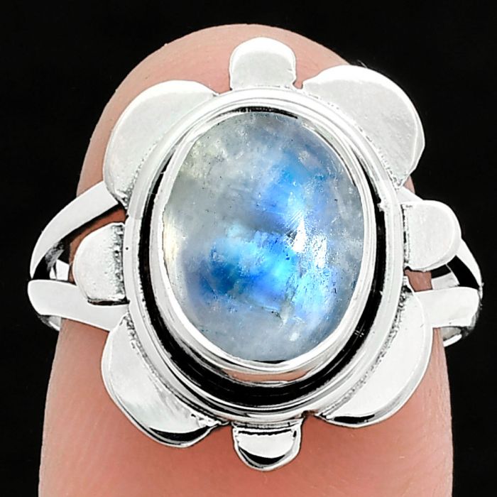 Rainbow Moonstone Ring size-7 SDR245094 R-1342, 8x11 mm