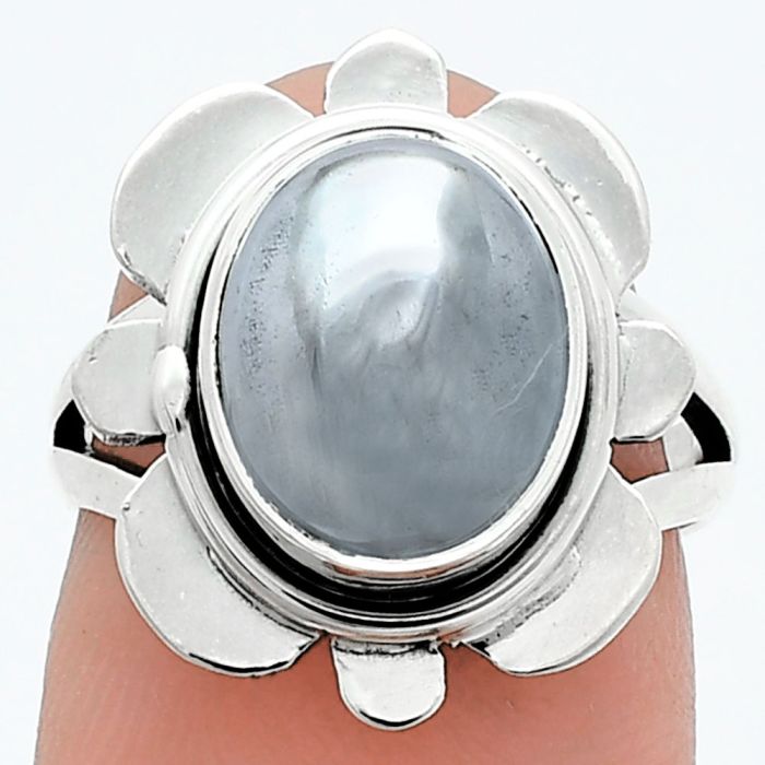 Gunmetal Ring size-5.5 SDR245096 R-1342, 9x11 mm