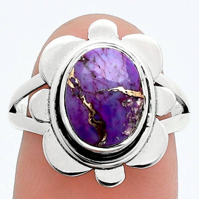 Copper Purple Turquoise Ring size-8 SDR245097 R-1342, 8x11 mm