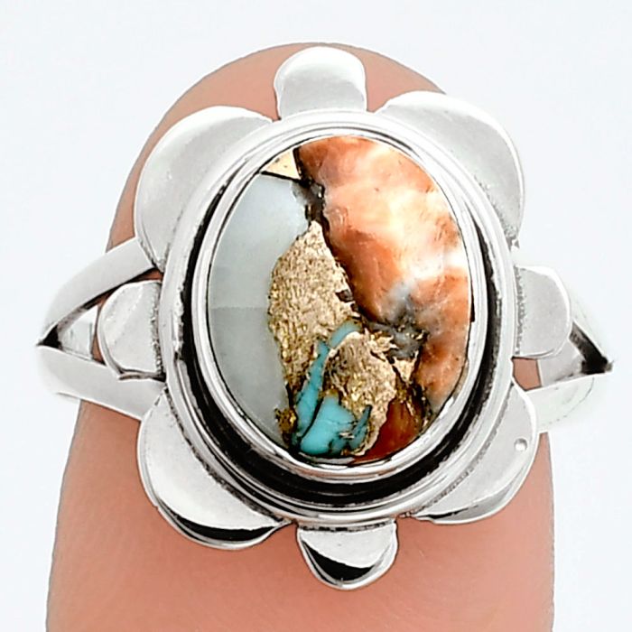 Spiny Oyster Turquoise Ring size-8 SDR245106 R-1342, 9x11 mm