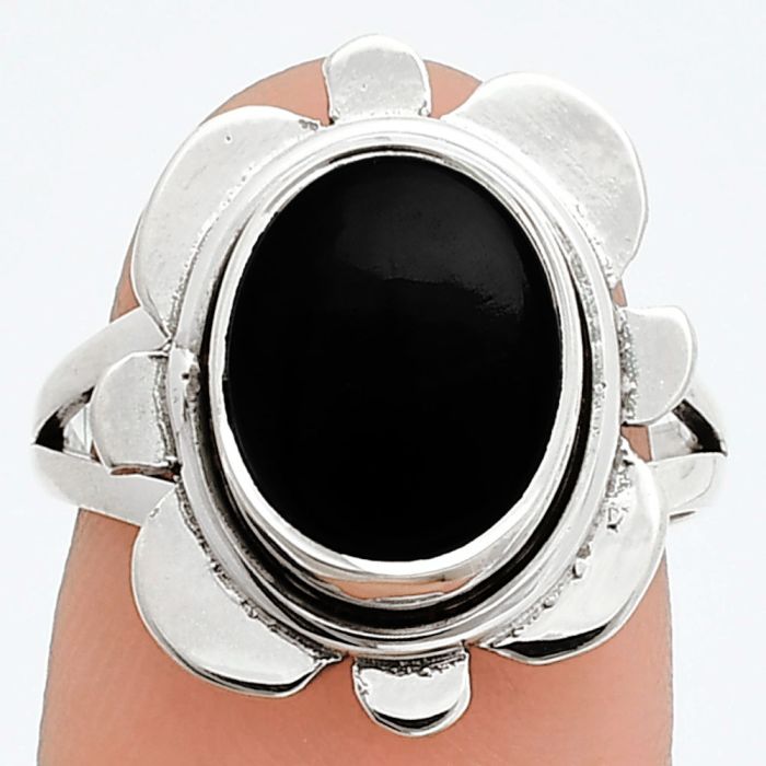 Black Onyx Ring size-7 SDR245109 R-1342, 9x12 mm