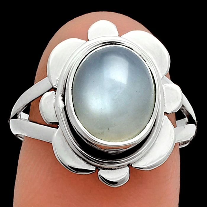 Srilankan Moonstone Ring size-8 SDR245113 R-1342, 9x11 mm