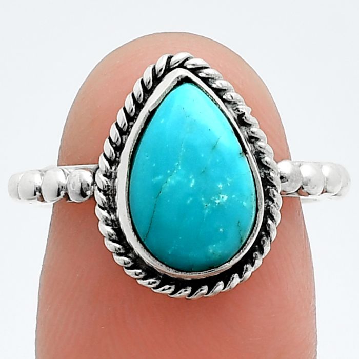 Natural Rare Turquoise Nevada Aztec Mt Ring size-7 SDR245127 R-1252, 8x12 mm