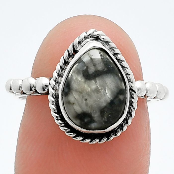 Mexican Cabbing Fossil Ring size-7 SDR245131 R-1252, 8x11 mm