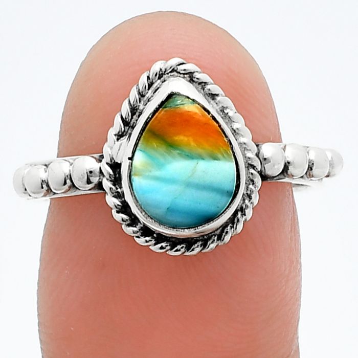 Spiny Oyster Turquoise Ring size-8 SDR245139 R-1252, 7x9 mm