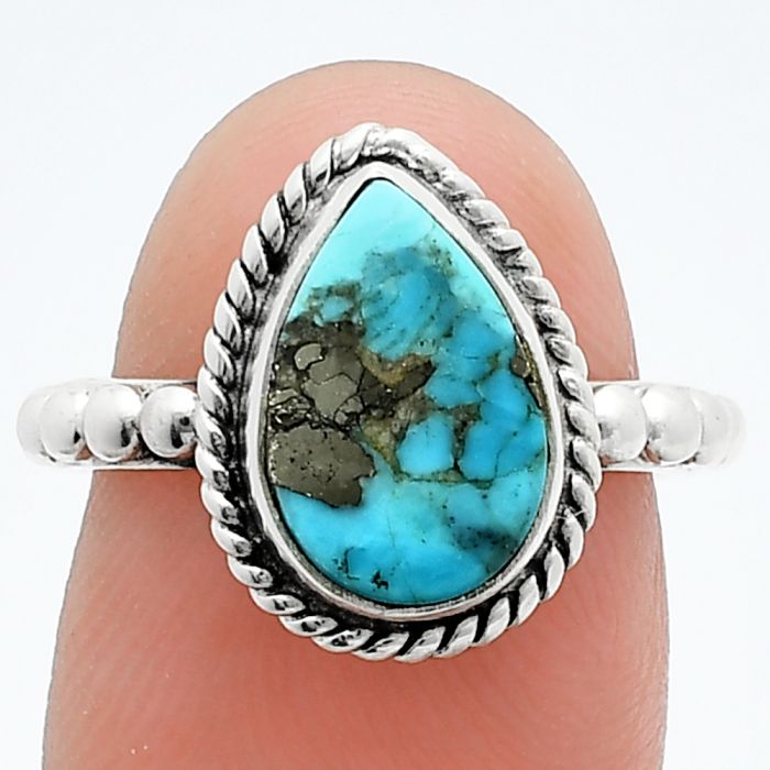 Kingman Turquoise With Pyrite Ring size-6 SDR245144 R-1252, 8x12 mm