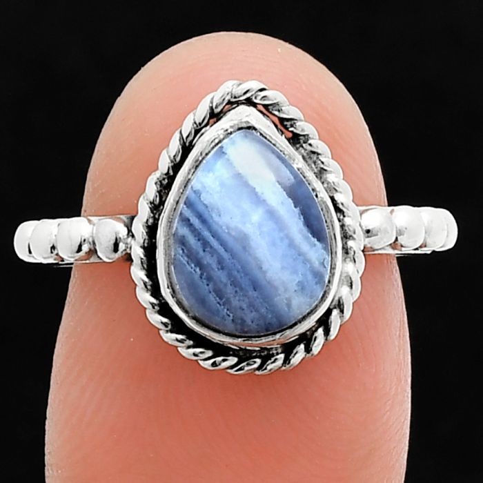 Blue Lace Agate Ring size-7 SDR245150 R-1252, 8x11 mm