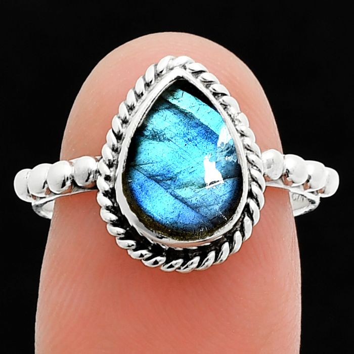 Blue Labradorite Ring size-7 SDR245156 R-1252, 8x11 mm