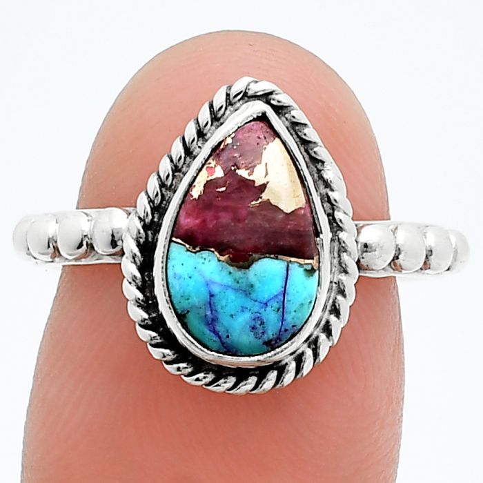 Kingman Pink Dahlia Turquoise Ring size-7 SDR245165 R-1252, 7x11 mm