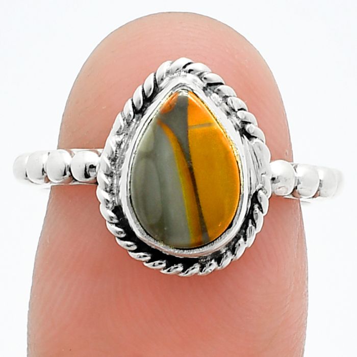 Bamboo Jasper Ring size-6.5 SDR245173 R-1252, 7x10 mm