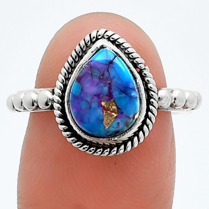 Kingman Purple Dahlia Turquoise Ring size-7.5 SDR245179 R-1252, 7x10 mm